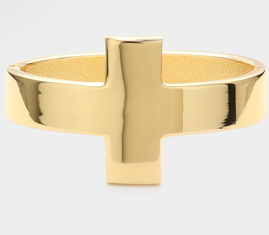 Cross Pointed Hinged bracelet gold